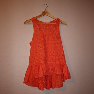 inLUV Salmon Floral Eyelet Blouse